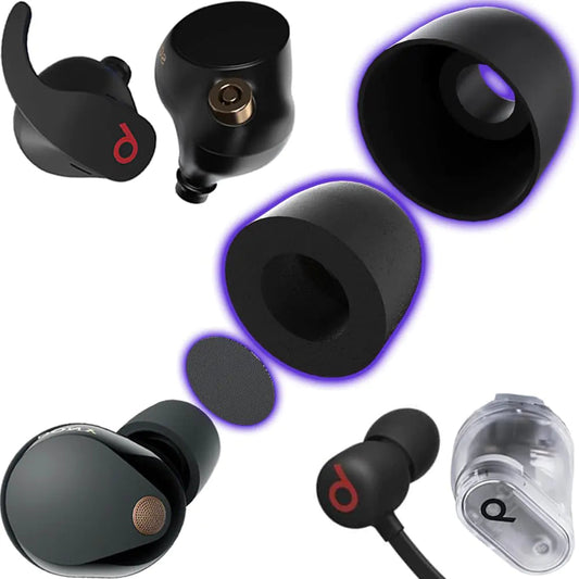 Hybrid Technology Universal Memory Foam Ear Tips with Silicone Cover for Sony WF-1000XM5 WF-1000XM4 Beats Fit Pro Beats Studio Buds Plus Beats Flex Replacement. for Most Ear Buds. Patented Kia Day Design