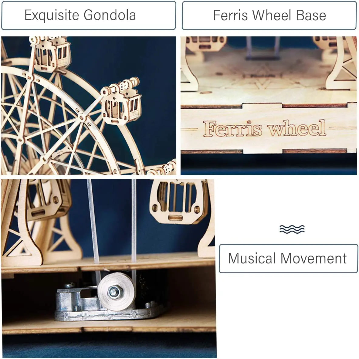DIY Wooden Music Ferris Wheel Puzzle Toy Model Kia Day Design