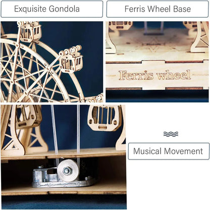 DIY Wooden Music Ferris Wheel Puzzle Toy Model Kia Day Design