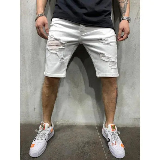 Slim Fit Men's Denim Pants with Holes - Kia Day Design