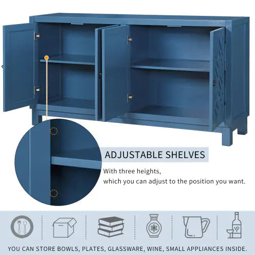 Blue 4-door Cabinet with Pull-tab Handle - Kia Day Design