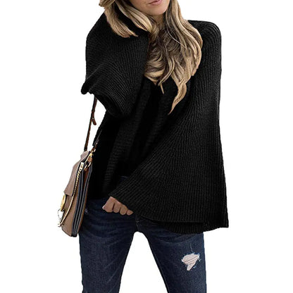 Loose Fit Batwing Sweater with Flared Sleeves