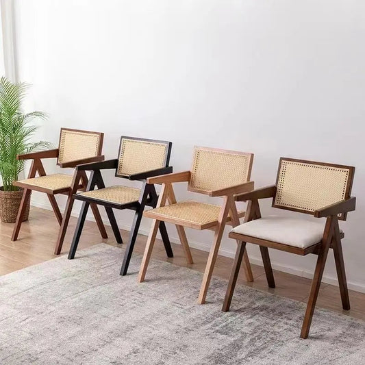 Nordic Solid Wood Rattan Chair - - chair