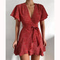 Summer V-Neck Ruffle Womens Dress - Kia Day Design