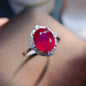 925 Silver Women's Ring with Newly Burnt Ruby Kia Day Design