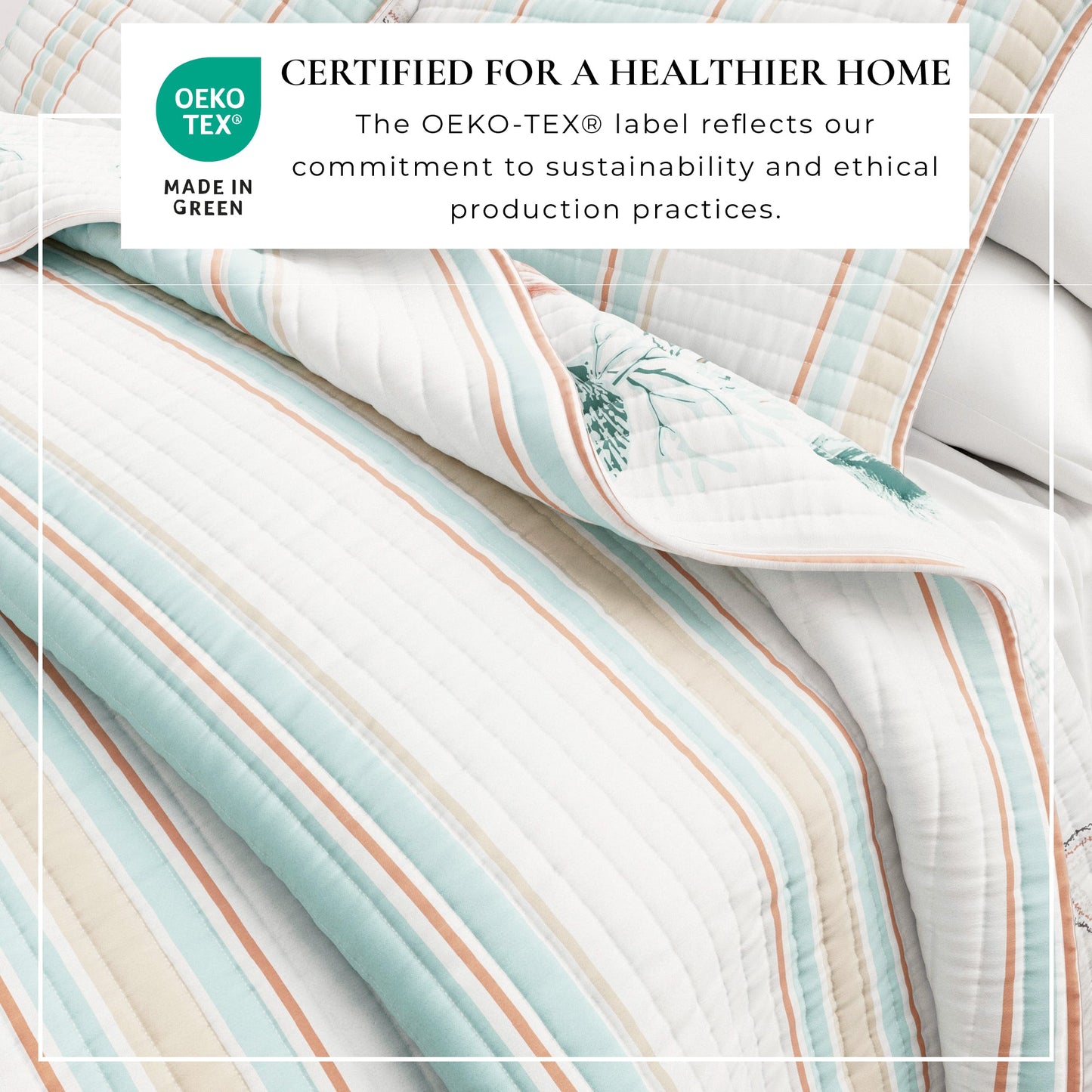 Coastal Printed Cotton Quilt Set - St. Augustine Collection - - Quilts & Comforters