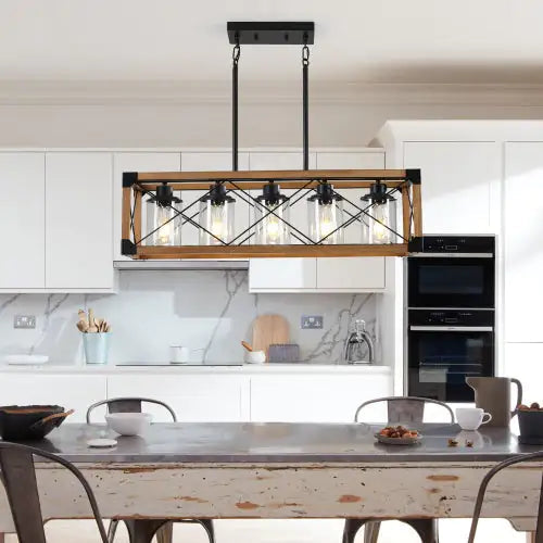 Walnut 5 Light Vintage Farmhouse Light - Kia Day Design