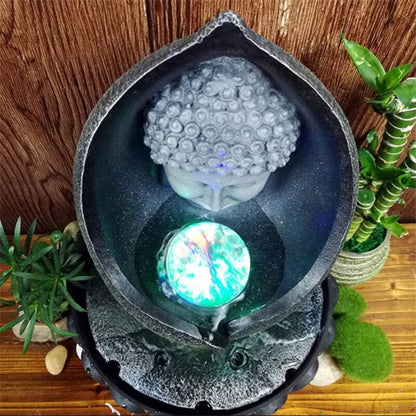 Indoor Running Water Fountains Handmade Buddha Statue Kia Day Design