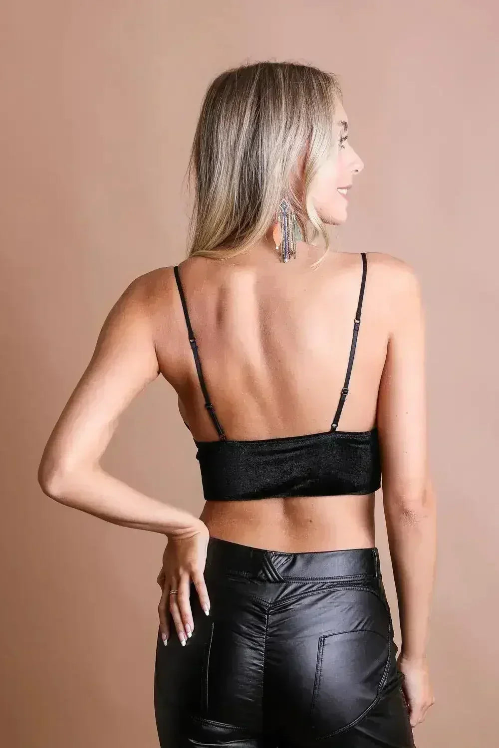 Velvet Longline Bralette - - top