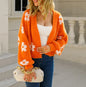 Loose Fit Short Knitted Flower Sweater with Lantern Sleeves - Kia Day Design