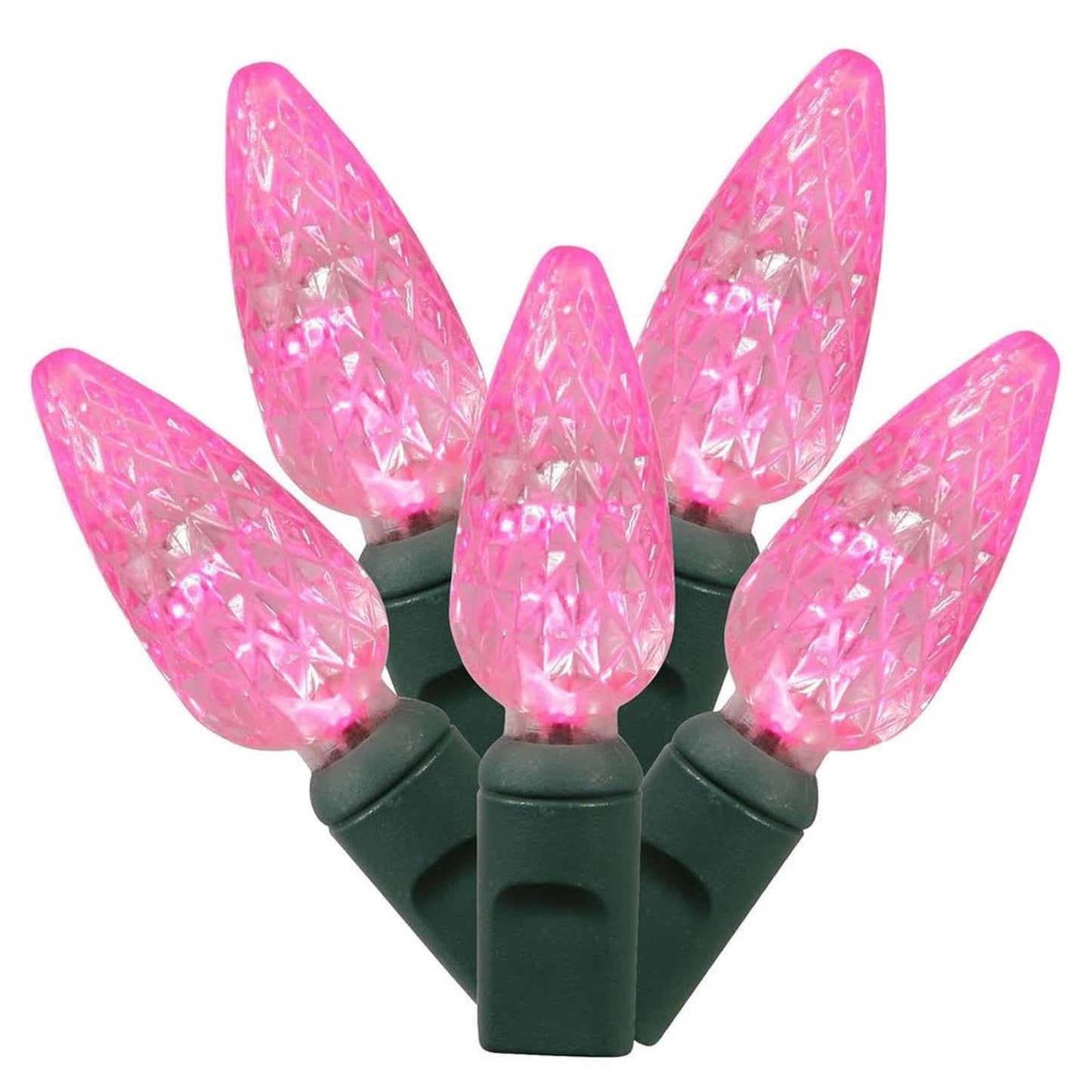 Vickerman 100 Pink C6 LED Single Mode Christmas Lights - - Christmas Decor