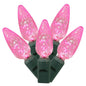 Vickerman 100 Pink C6 LED Single Mode Christmas Lights - - Christmas Decor