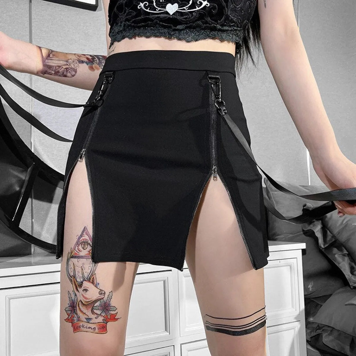 Vintage Kawaii Gothic Skirt - -