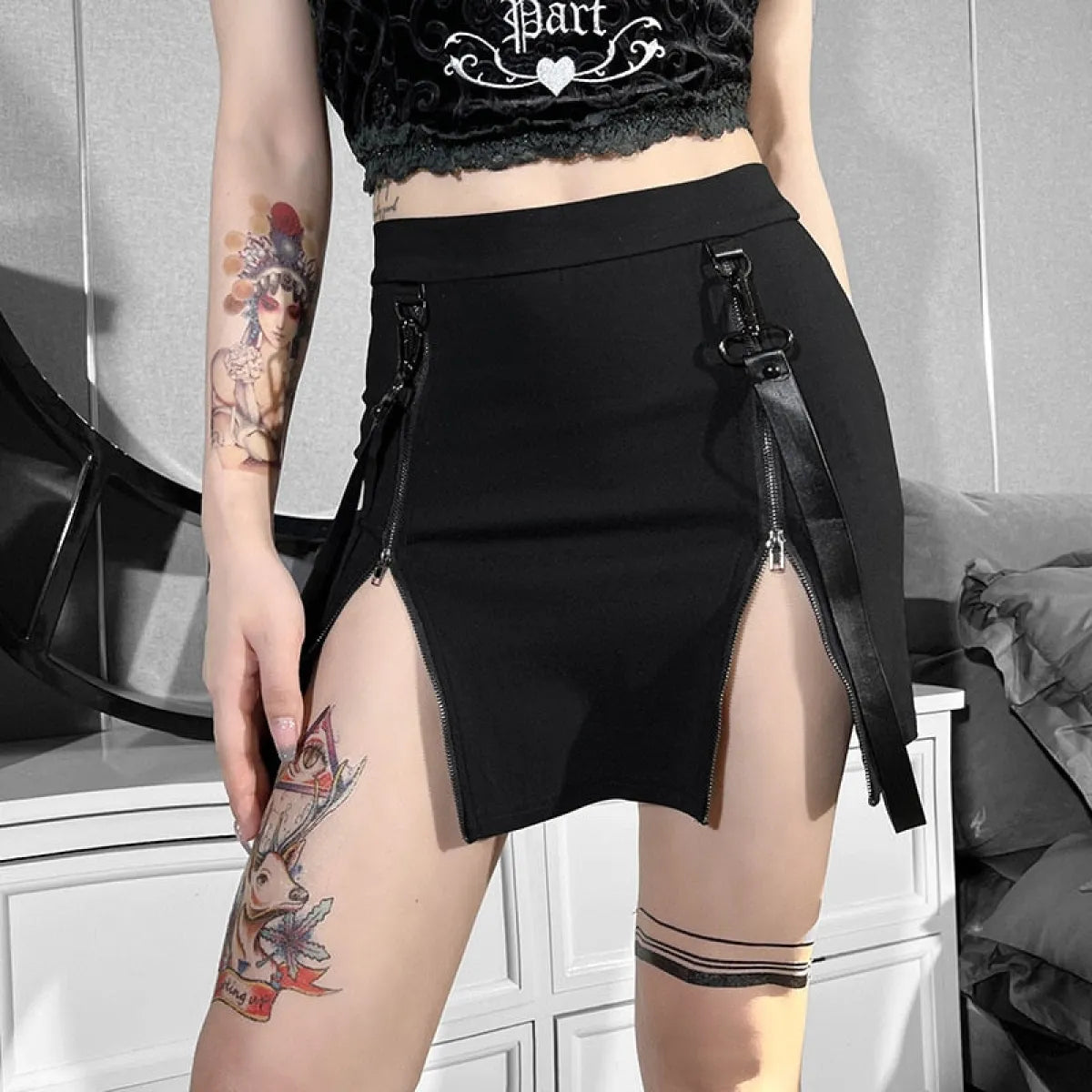 Vintage Kawaii Gothic Skirt - -