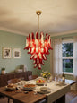 Vintage Red Murano Petals Chandelier - Dia 25.6″(65cm) x H 25.6″(65cm) Nickel+Red+White - Chandelier