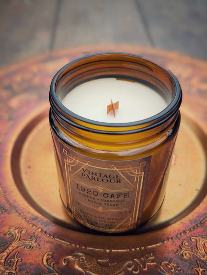 Vintage Wooden Wick Candle – Art Deco 1920s Inspired Scented Candle Gift - 1920s Cafe - Candle