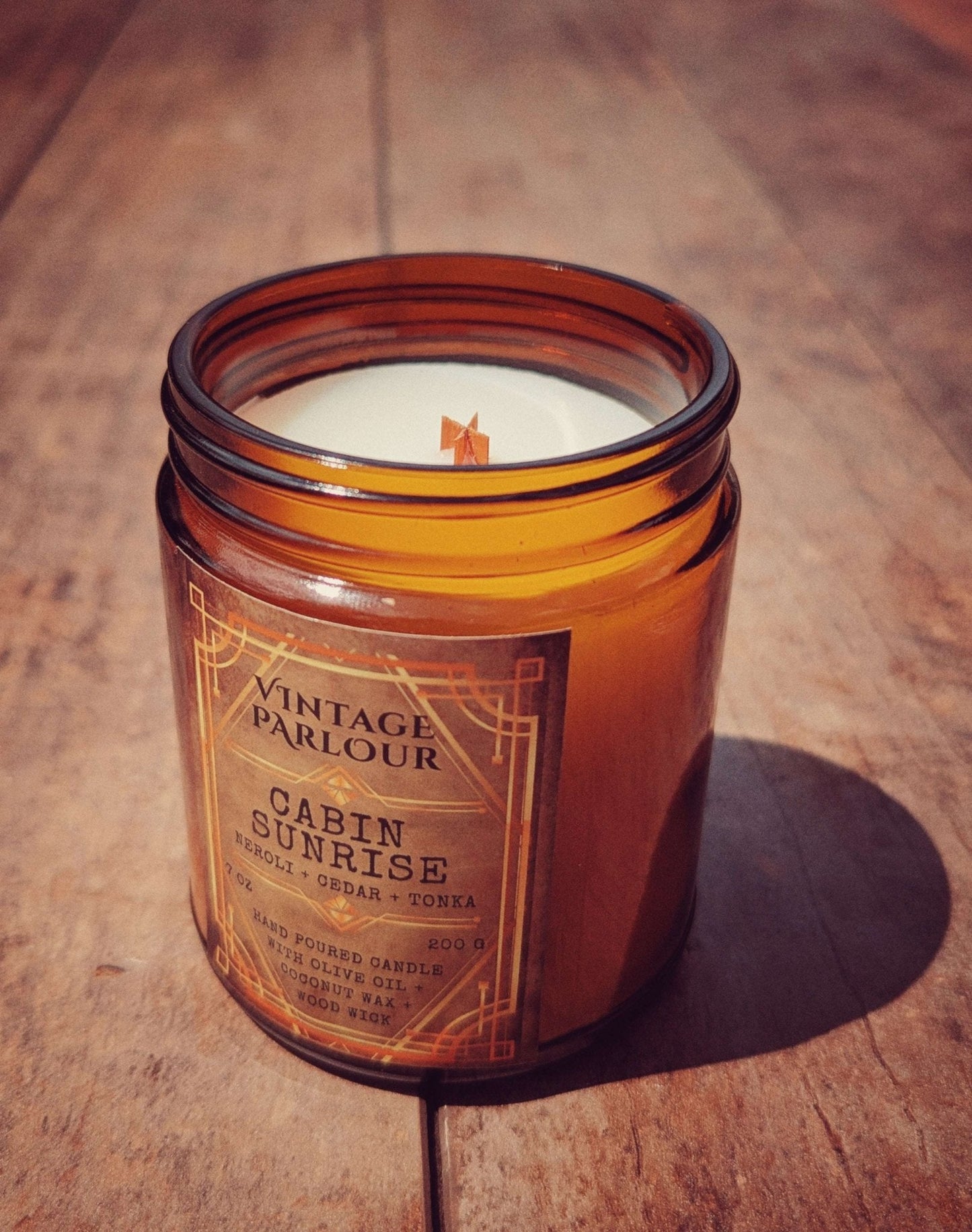 Vintage Wooden Wick Candle – Art Deco 1920s Inspired Scented Candle Gift - - Candle