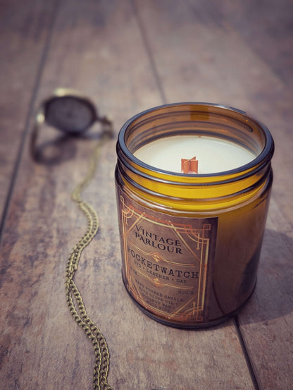 Vintage Wooden Wick Candle – Art Deco 1920s Inspired Scented Candle Gift - - Candle