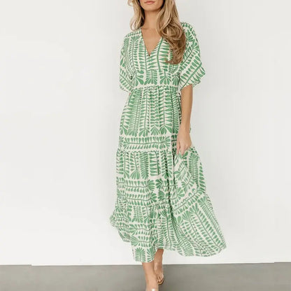 Ladies Short Sleeve Long Dresses - Kia Day Design