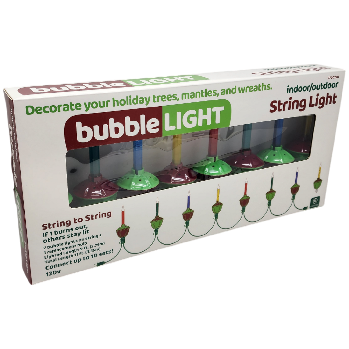 Classic Bubble Light String Light - 7 Light Set - Default Title - Christmas >> Lighting