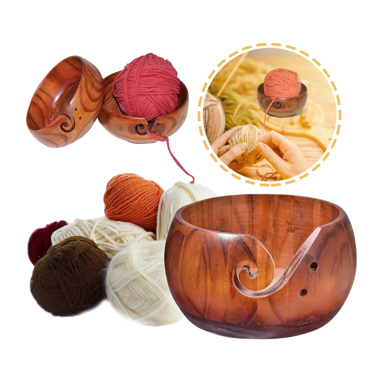 Natural Wooden Yarn Bowl