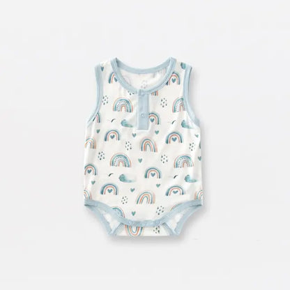 Bamboo Fiber Baby Zippered Romper light blue cream 0-3M 59cm