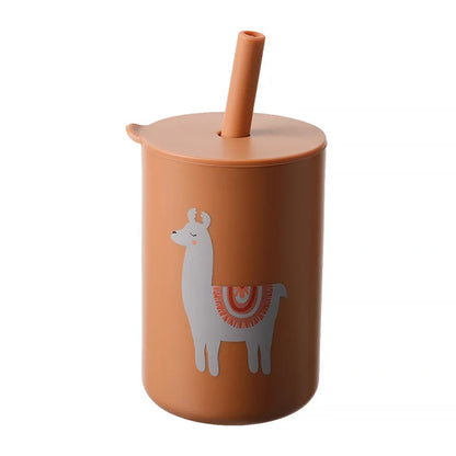 Baby Feeding Straw Cup orange grey