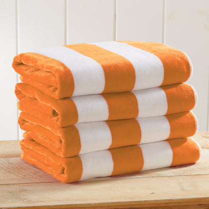Cotton Velour Cabana Stripe Beach Towel - Novia Collection - -