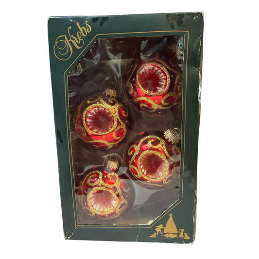 Krebs Glass Ornament 4 pack - Red Reflective - Default Title - Christmas >> Ornaments >> Glass