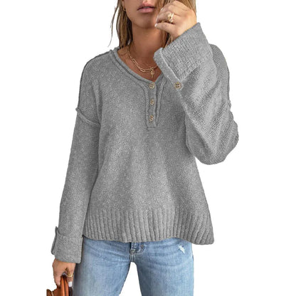 Loose Button Knitted Sweater for Women's Fashion