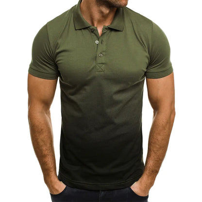 3D Gradual Change Short Sleeve Polo Shirt - - shirt