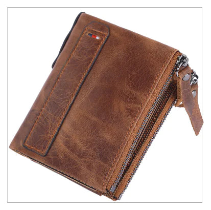 Men's Short Wallet - Anti-Theft Genuine Leather Design
