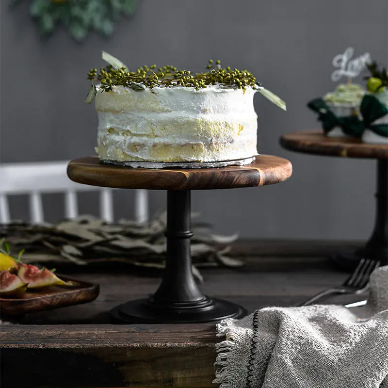Wooden Cake Stand with Solid Wood Tray Kia Day Design