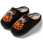 Halloween Dog Embroidery Cotton Home Slippers Black