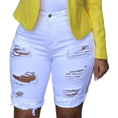 Bermuda Ripped Shorts White