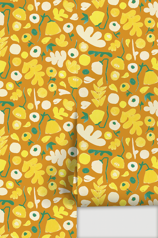 Henri Floral Wallpaper Marigold - LUXE Peel & Stick - Wallpaper