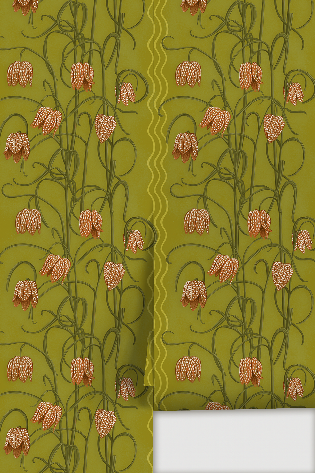 Campanas Wallpaper, chartreuse and orange- Samantha Santana Creative- {{Product type}}