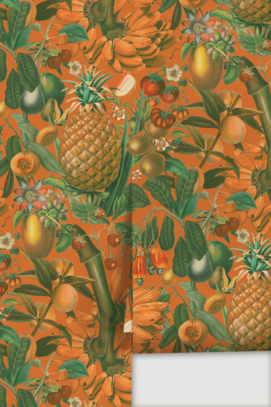 Juicy Fruit Wallpaper Orange and Green - LUXE Peel & Stick - Wallpaper