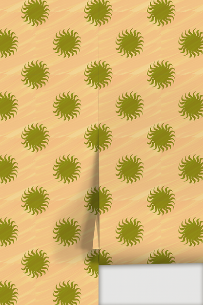 Sol Wallpaper, peach and olive green- Samantha Santana Creative- {{Product type}}