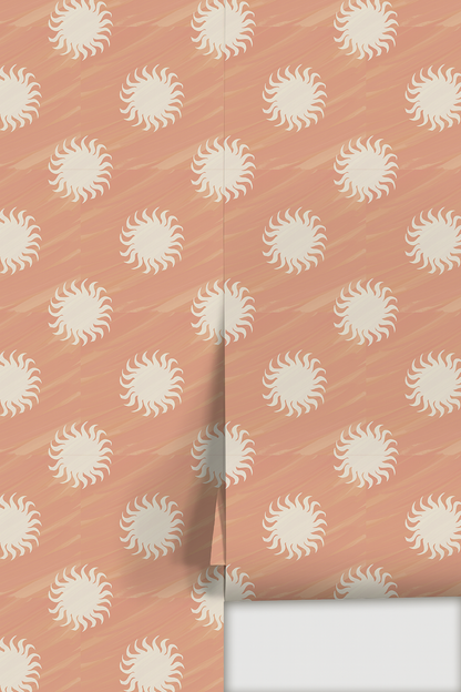Sol Wallpaper, terra cotta and off-white- Samantha Santana Creative- {{Product type}}