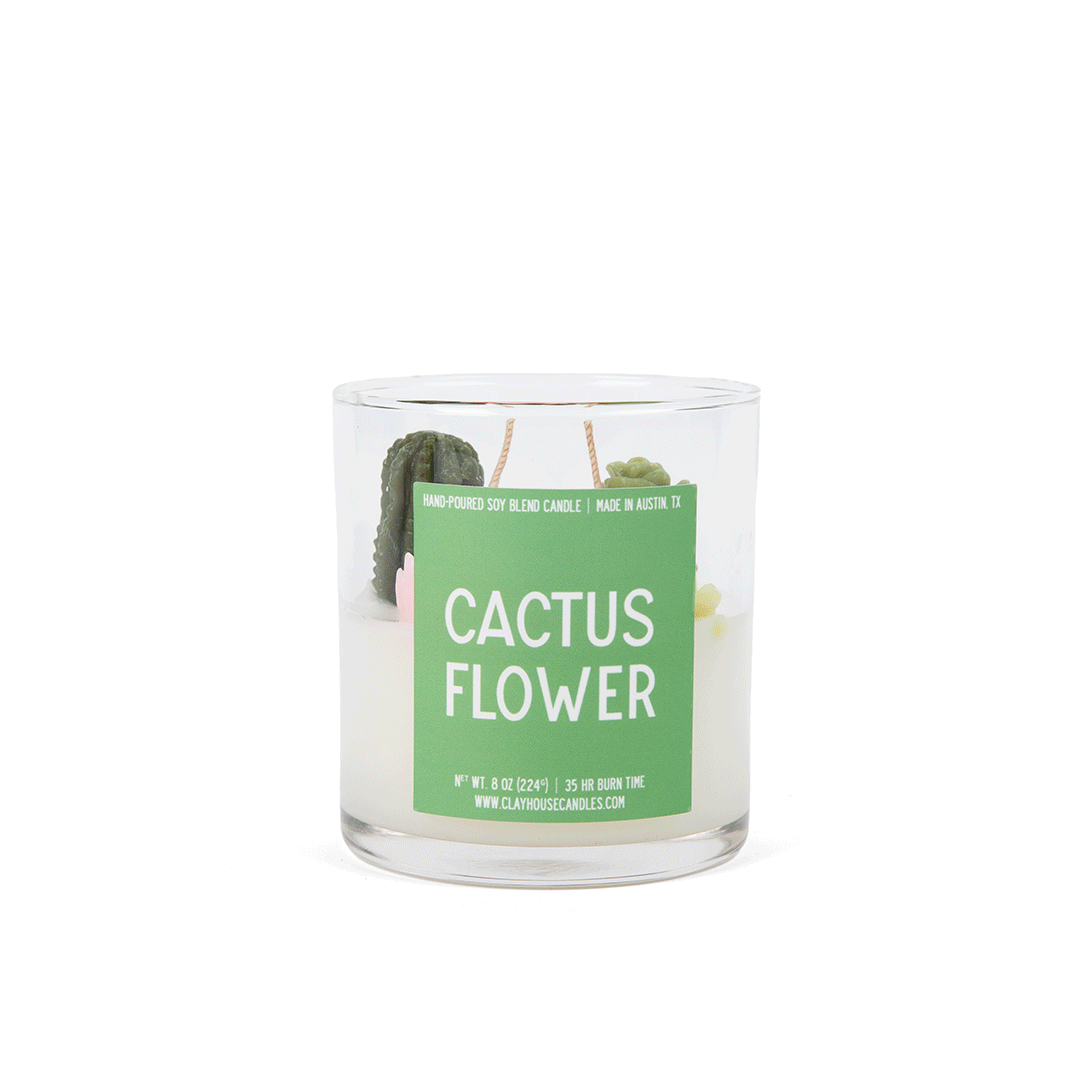 Cactus Flower Container Candle - - Candles