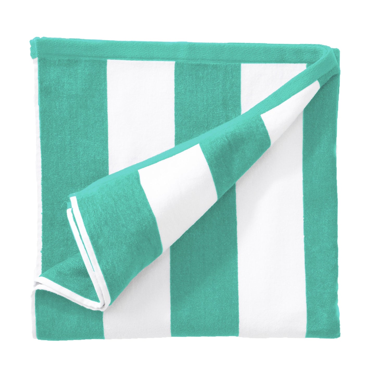 Cotton Velour Cabana Stripe Beach Towel - Novia Collection - Single Oversized- 35" x 70" Teal -