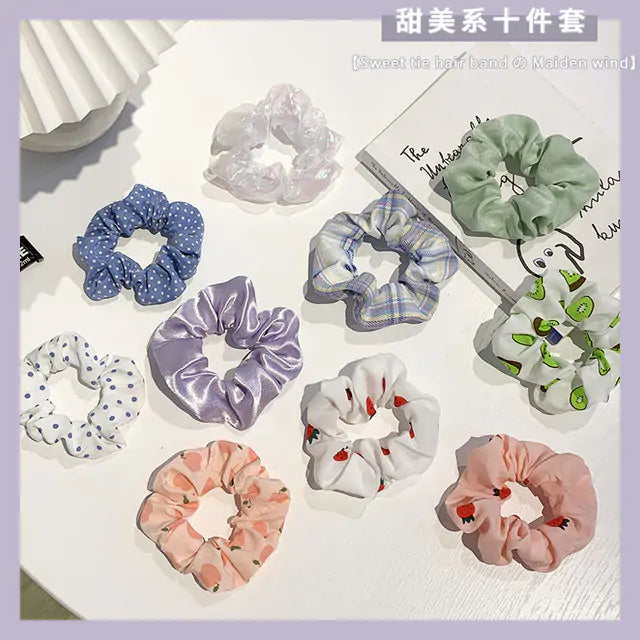 Velvet Solid Color Hair Scrunchies Set