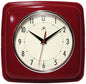 Infinity Instruments Square Silent Retro 9 inch Mid Century Modern Kitchen Diner Retro Wall Clock Quartz Sweep Movement (Red) Kia Day Design