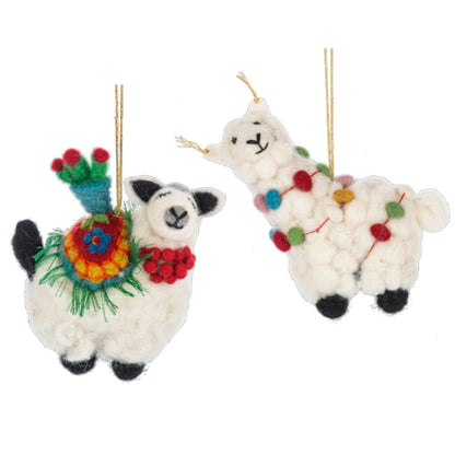 Wool Felt Llama Christmas Ornament | 2 Styles - - Christmas