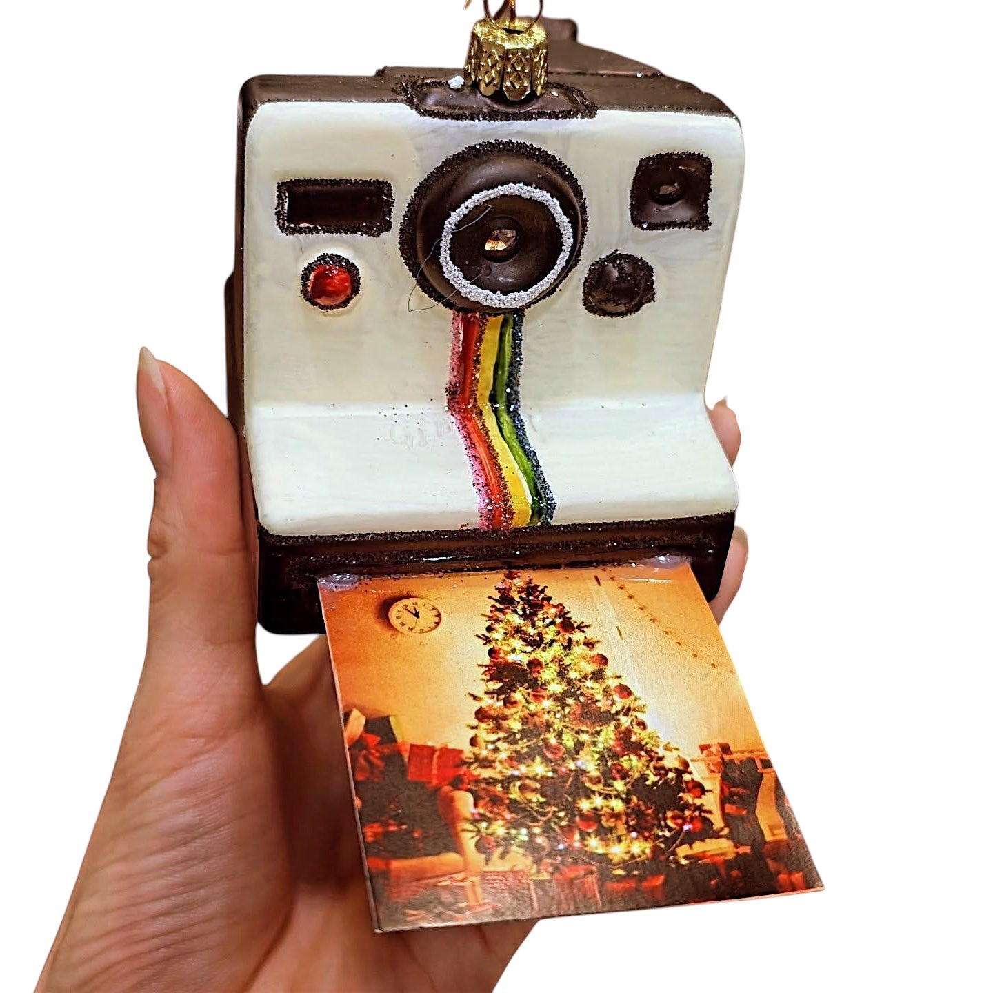 Retro Polaroid Instant Camera Glass Ornament - - Christmas