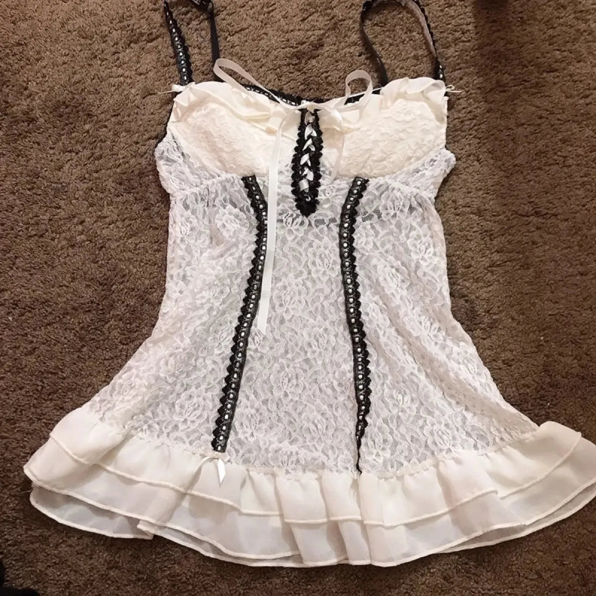 White Lace Grunge Cami Tank Top – Harajuku E-girl Punk Sleeveless Vest - White - Tank Tops