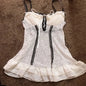 White Lace Grunge Cami Tank Top – Harajuku E-girl Punk Sleeveless Vest - White - Tank Tops