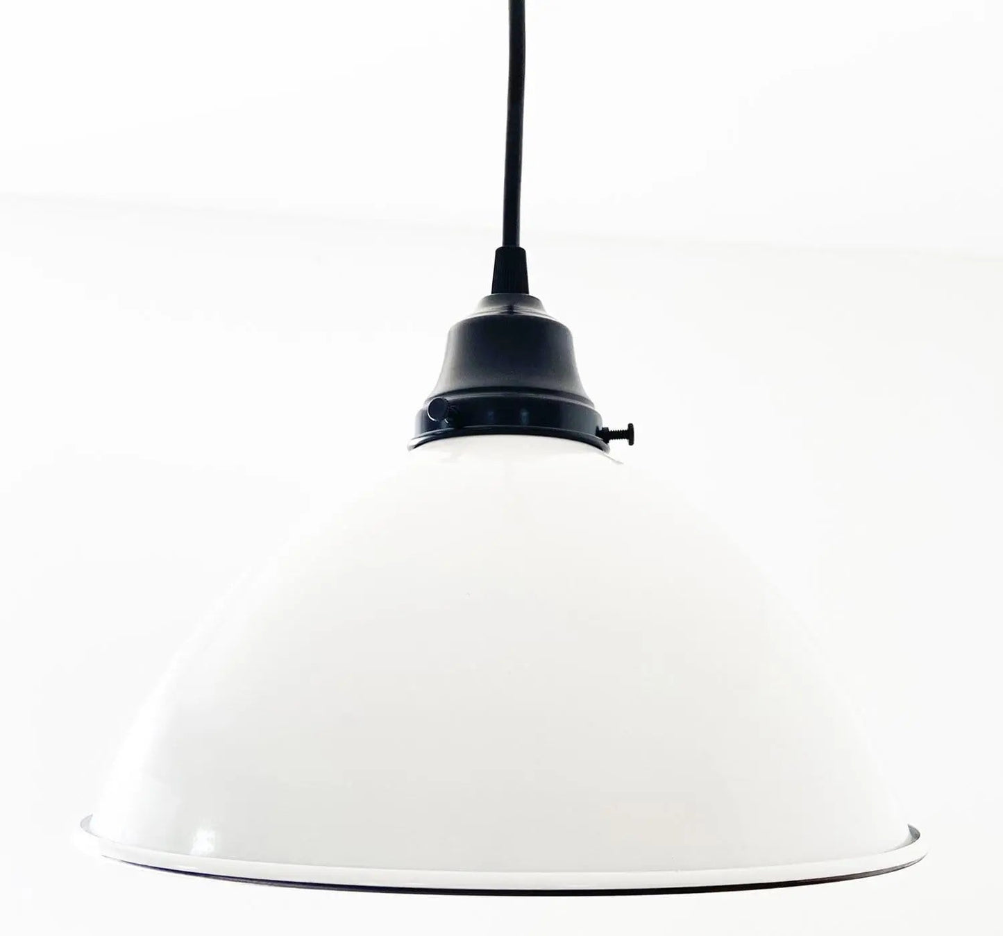 Large White Enamel Farmhouse Pendant Light - - Farmhouse Lighting