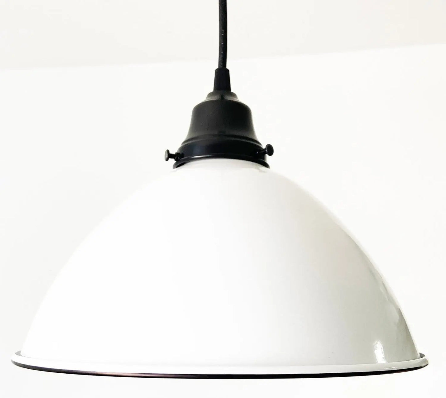 Large White Enamel Farmhouse Pendant Light - - Farmhouse Lighting